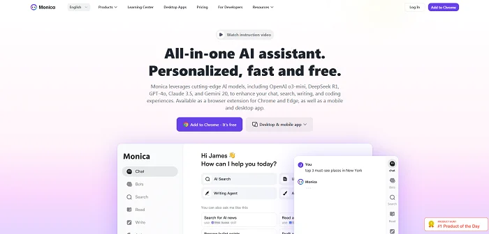 Monica – ابزار قدرتمند هوش مصنوعی برای دستیار مجازی